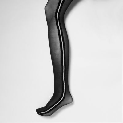Black sporty stripe tights